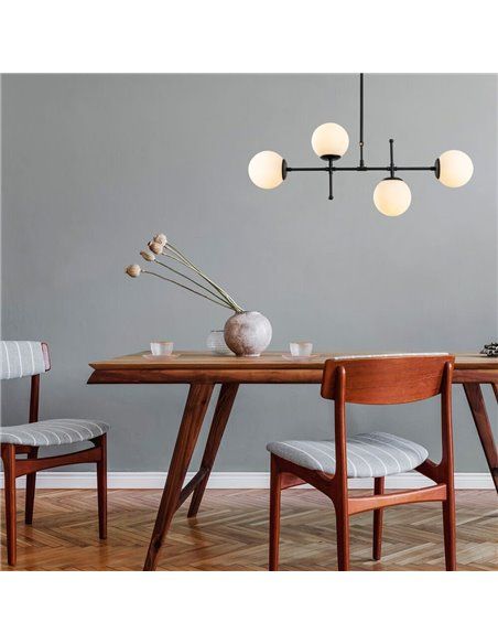 Modelo 8 Candeeiro de teto linear preto com 4 luzes