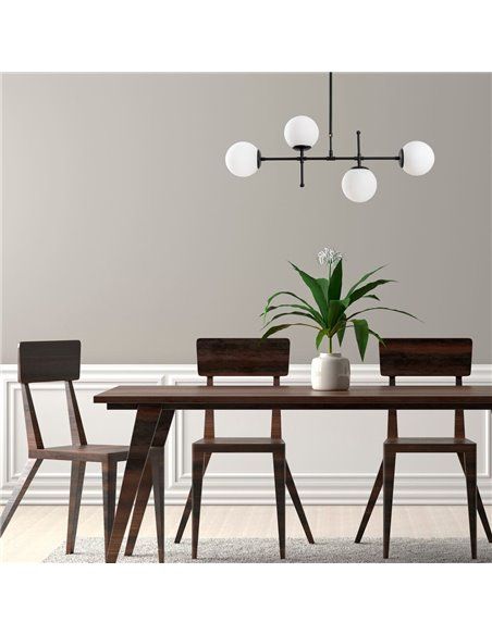 Modelo 8 Candeeiro de teto linear preto com 4 luzes