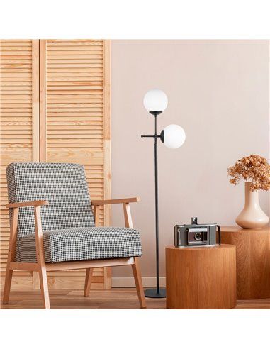 Candeeiro de pé preto com duas luzes Modelo 8
