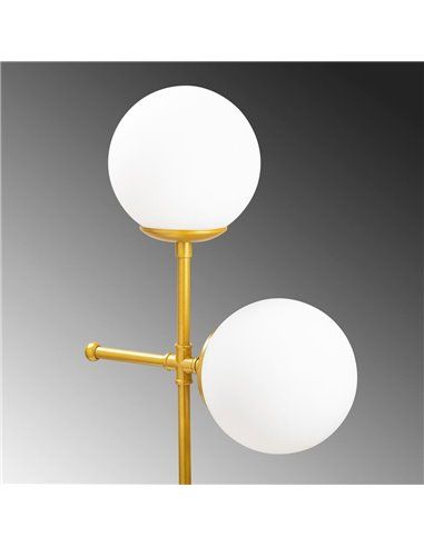 Candeeiro de mesa dourado de duas luzes modelo 8