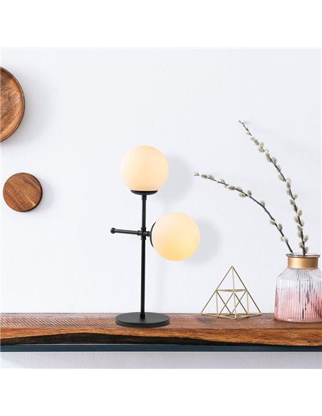 Lámpara de mesa negra con dos luces Model 8
