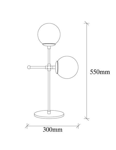 Lámpara de mesa negra con dos luces Model 8