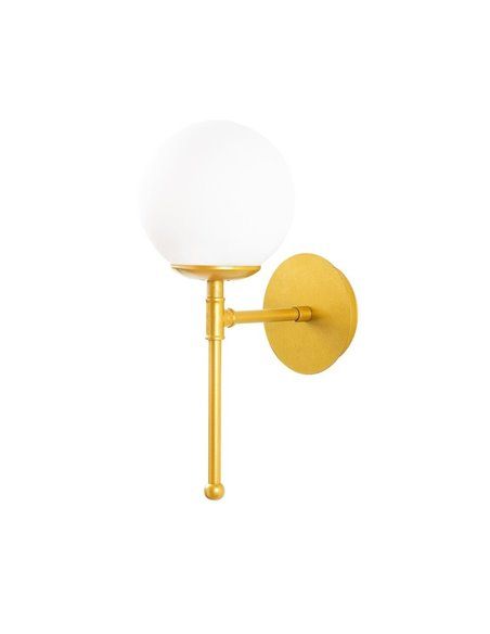 Aplique de pared de una luz dorado con tulipa de cristal Model 8