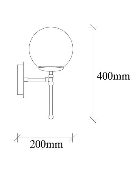Aplique de pared de una luz dorado con tulipa de cristal Model 8