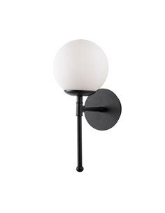 Aplique de pared de una luz negro con tulipa de cristal Model 8