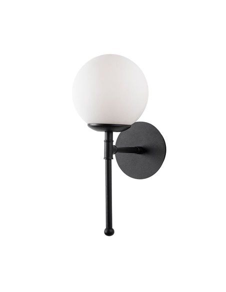 Aplique de pared de una luz negro con tulipa de cristal Model 8