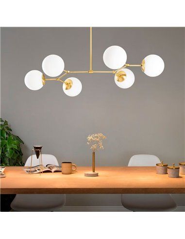 Modelo 11 Candeeiro de teto pendente dourado com 6 luzes