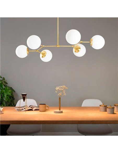 Modelo 11 Candeeiro de teto pendente dourado com 6 luzes