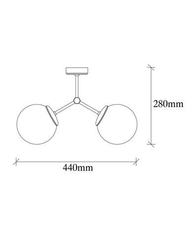Lámpara de techo dorada de 2 luces Model 11