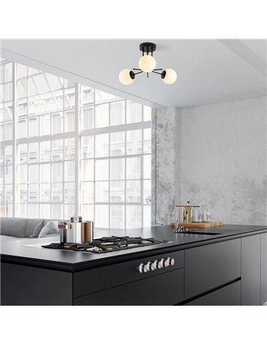 Plafón de techo negro de 3 luces Model 12