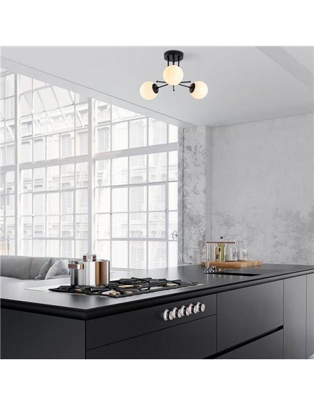 Plafón de techo negro de 3 luces Model 12