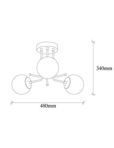 Plafón de techo negro de 3 luces Model 12