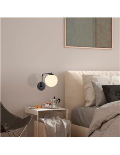 Aplique de pared negro con tulipa de cristal Model 12 2