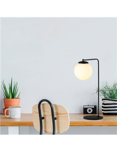 Lámpara de mesa negra con una luz Model 12