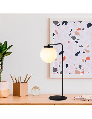 Lámpara de mesa negra con una luz Model 12