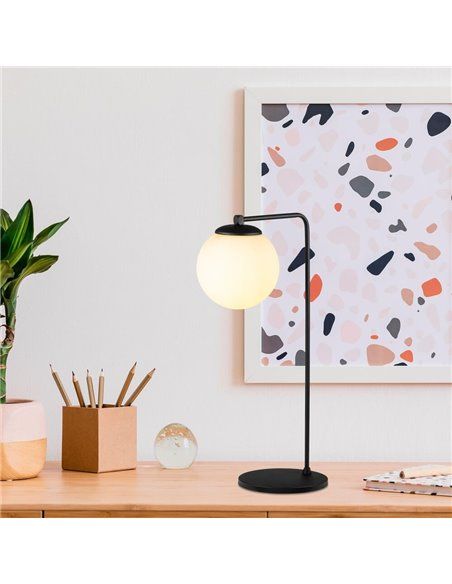 Lámpara de mesa negra con una luz Model 12