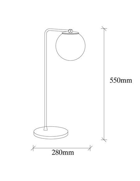 Lámpara de mesa negra con una luz Model 12