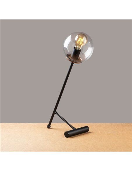 Lámpara de mesa negra con tulipa transparente Model 17