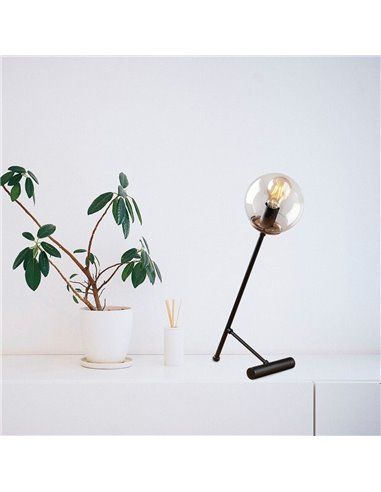 Lámpara de mesa negra con tulipa transparente Model 17