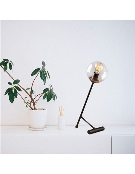 Lámpara de mesa negra con tulipa transparente Model 17