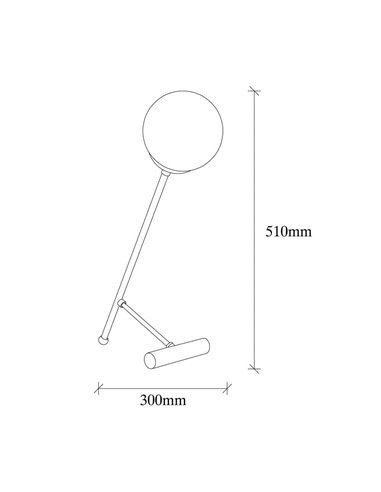Lámpara de mesa negra con tulipa transparente Model 17