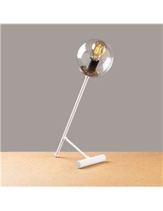 Lámpara de mesa blanca con tulipa transparente Model 17 2