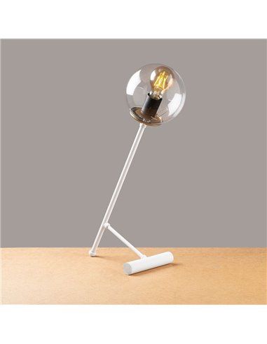 Lámpara de mesa blanca con tulipa transparente Model 17