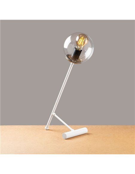 Lámpara de mesa blanca con tulipa transparente Model 17