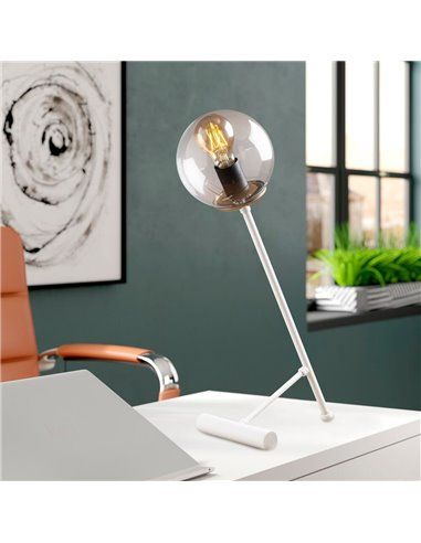 Lámpara de mesa blanca con tulipa transparente Model 17