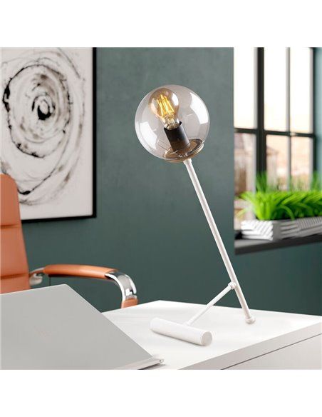 Lámpara de mesa blanca con tulipa transparente Model 17