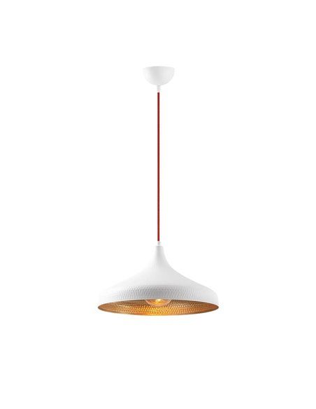 Lámpara de techo colgante blanca y dorada. Model 23