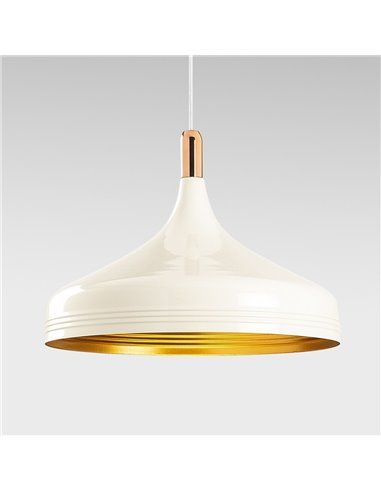 Lámpara de techo colgante blanca y dorada Model 25