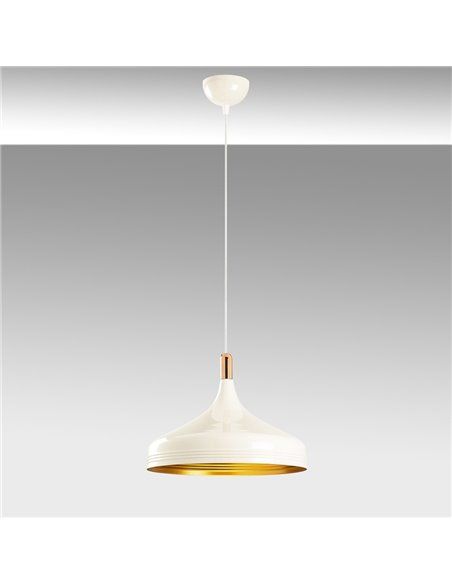 Lámpara de techo colgante blanca y dorada Model 25