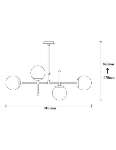 Lámpara de techo lineal negra de 4 luces Model 30