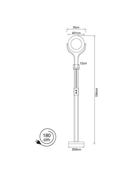 Lámpara de pie Garona 20W+5W níquel