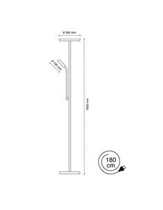 Lámpara de pie Lisa negro con dos luces 2
