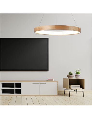 Lámpara de techo led Mad 52W madera natural