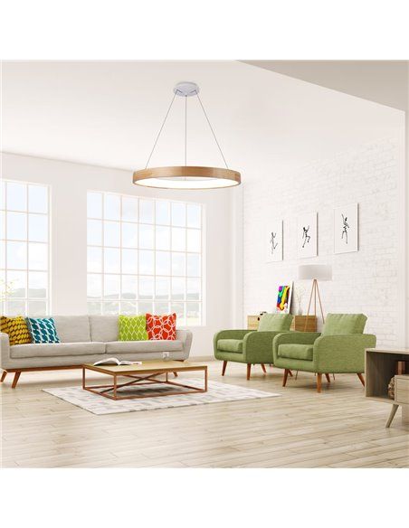Lámpara de techo led Mad 56W madera natural
