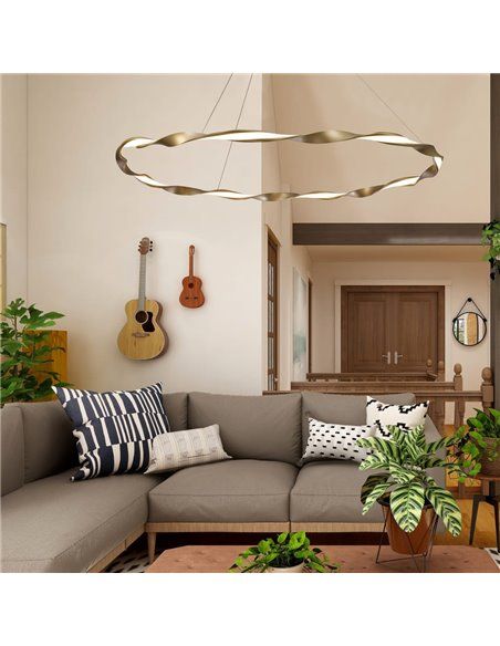 Candeeiro de teto LED dourado 48W areia