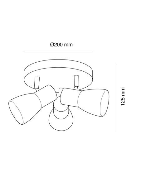Plafón Lan redondo con tres focos