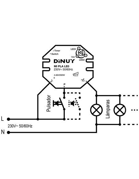 MINUTERO ELECTRÓNICO CAJA DE MECANISMO 2 HILOS PARA LAMPARAS LED