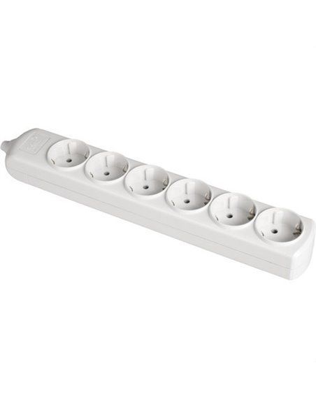Base 6 tomas bipolar 16A 250V blanco con obturador
