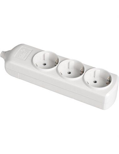 Base 3 tomas bipolar 16A 250V blanco con obturador