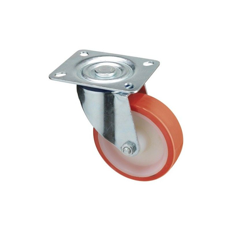 Rueda Industrial Poliuretano Placa 100 mm.