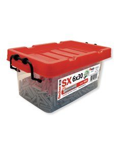 Box sx 6x30 - 1.000uds fischer tacos pared para hormigón sx 6x30 para fijar lámparas, cuadros, caja grande tacos 1000uds