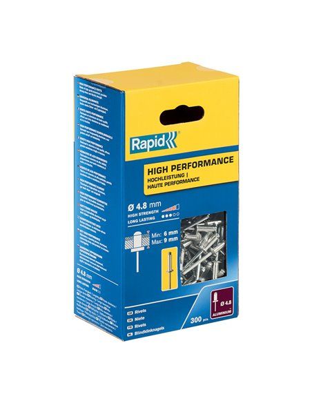 Caja 300 remaches ø4.8x12mm - alto rendimiento 5001436 rapid. estos remaches de aluminio de alta calidad son perfectos para fija