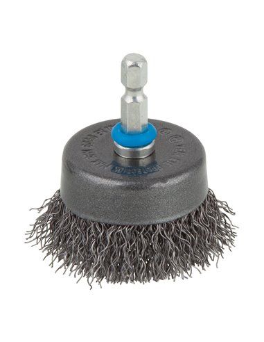 Cepillo de copa de alambre de acero  diámetro de trabajo: 50mm longitud del alambre: 15mm versión de vástago: vástago hexagonal 