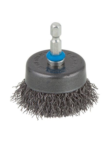Cepillo de copa de alambre de acero  diámetro de trabajo: 50mm longitud del alambre: 15mm versión de vástago: vástago hexagonal 