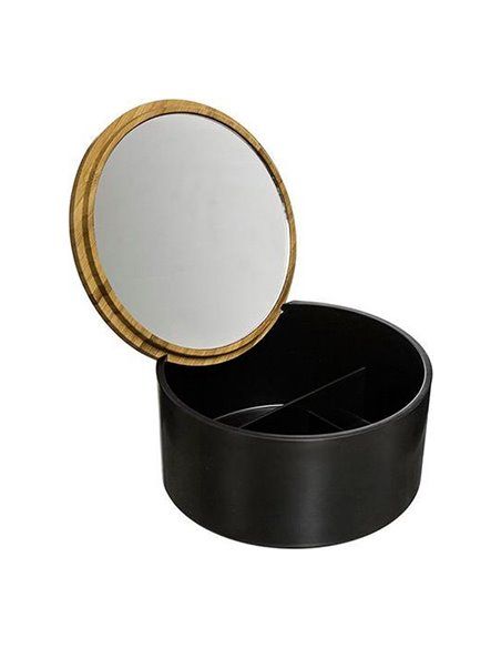 CAJA ALMACENAMIENTO CON ESPEJO BAÑO BAMBU-NEGRO COLECCIÓN 'NATUREO'
