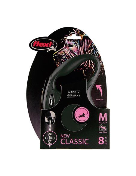 CORREA EXTENSIBLE FLEXI CLASSIC 'M' CORDON 8MT HASTA 20KG NEGRO NAYECO